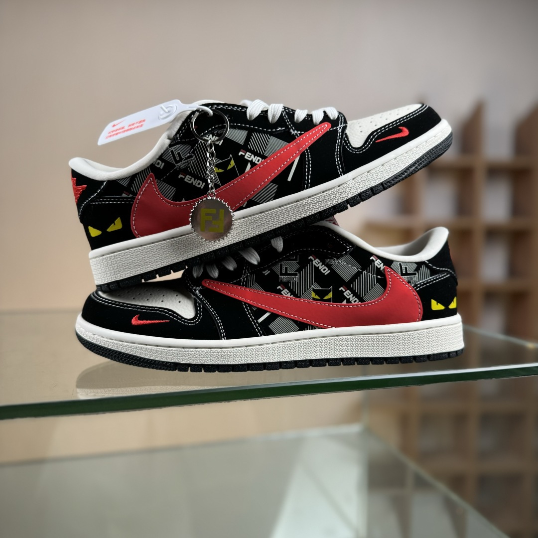 Travis Scott x Fragment Design x Air Jordan 1 Low SP AJ1 乔1 芬迪联名 猫眼红勾 低帮文化休闲板鞋 XS2025-078