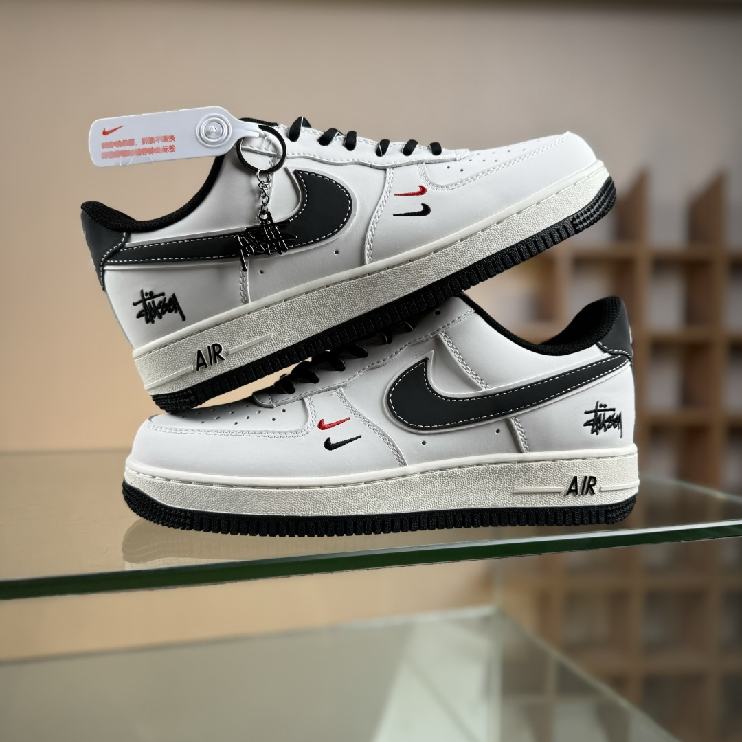 Nike Air Force 1'07 Low 斯图西联名 米黑勾黑底 空军一号低帮休闲板鞋 CS5288-037