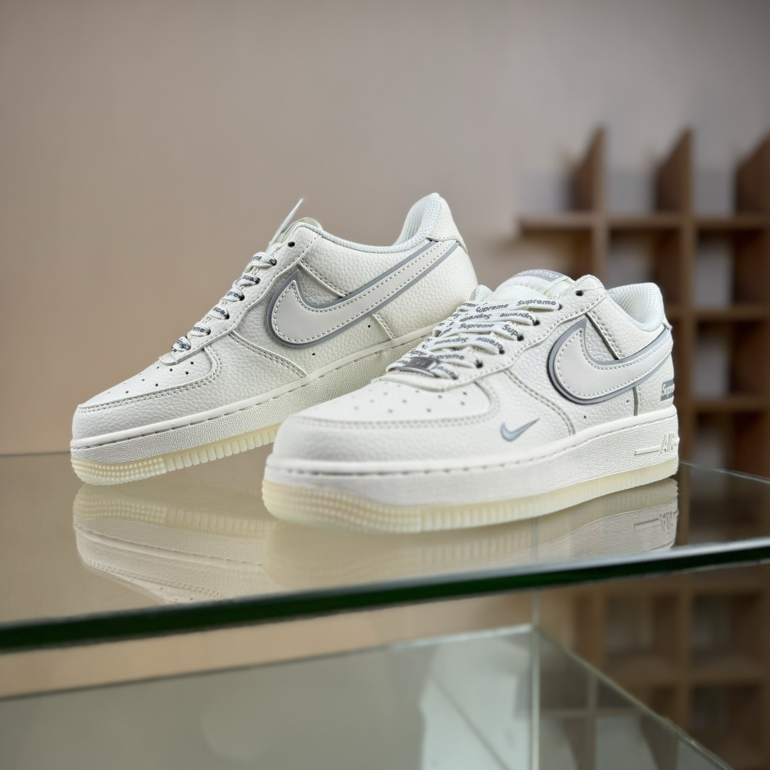 Nike Air Force 1'07 Low Supreme联名 米灰水晶底 空军一号低帮休闲板鞋 XX3168-193
