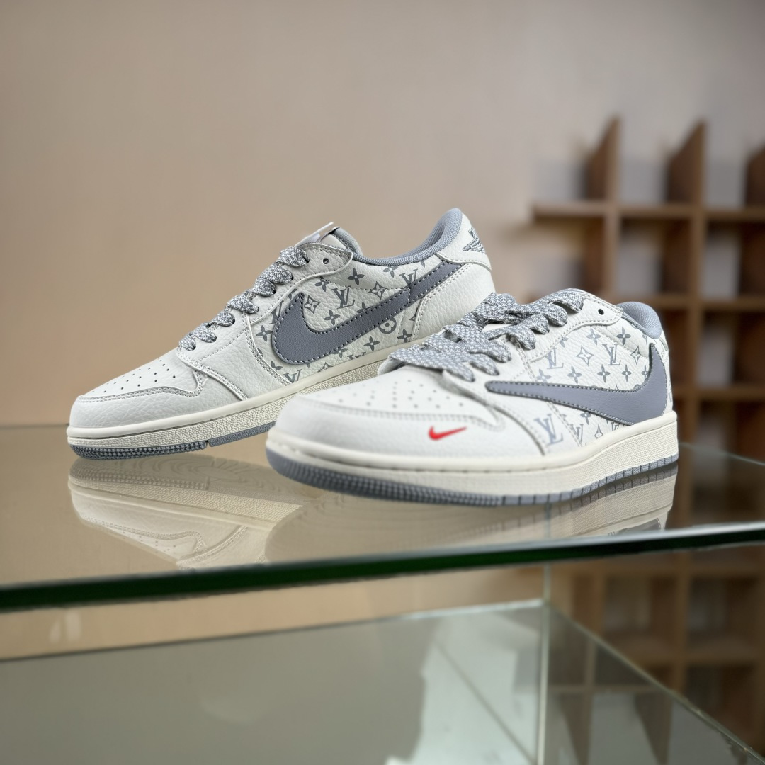 Travis Scott x Nike Air Jordan 1 Low x Louis Vuitton Air Jordan 1 Low 反转白灰小勾满天星倒钩 CS5288-502