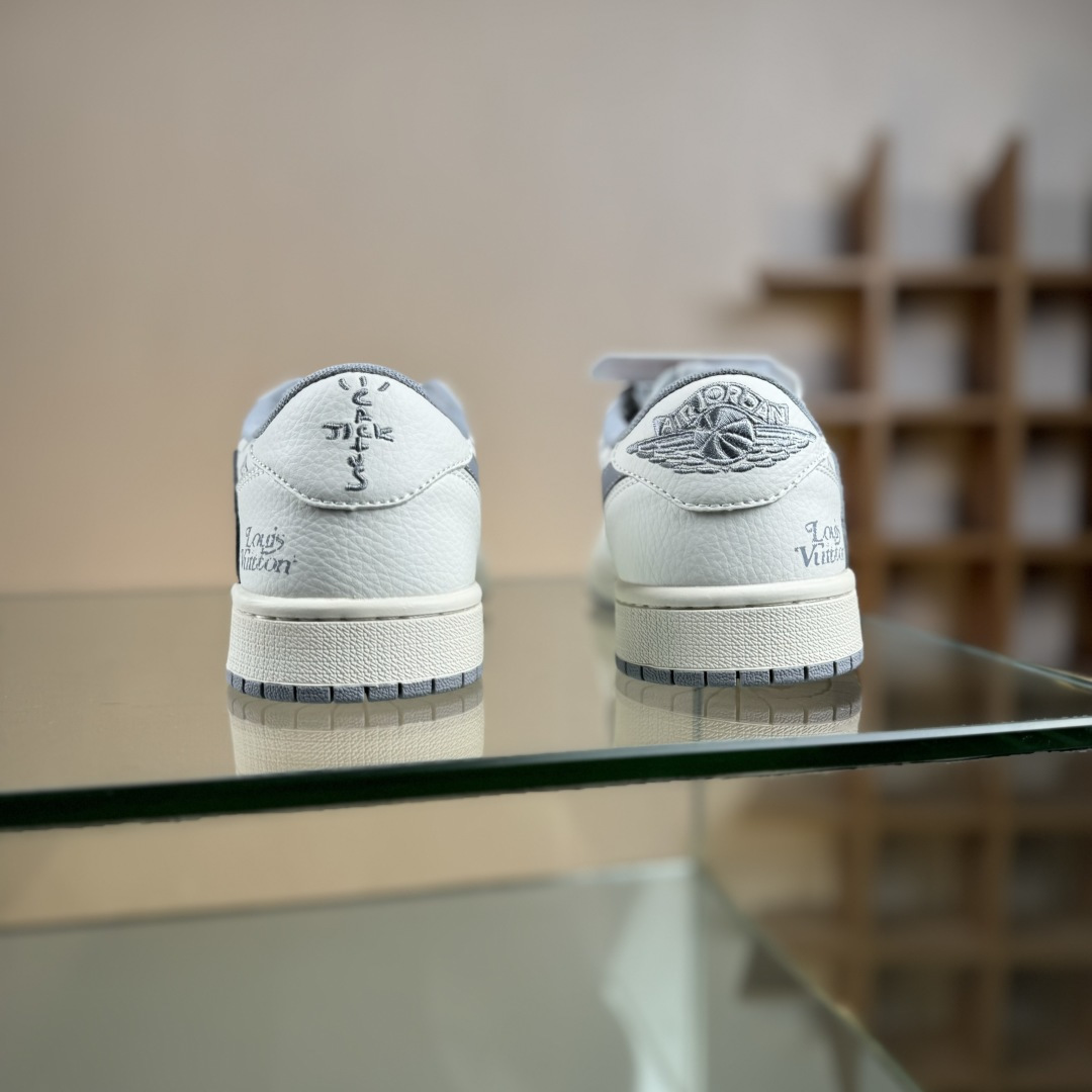 Travis Scott x Nike Air Jordan 1 Low x Louis Vuitton Air Jordan 1 Low 反转白灰小勾满天星倒钩 CS5288-502