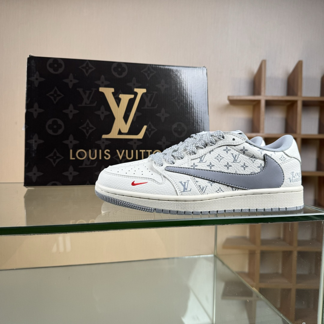 Travis Scott x Nike Air Jordan 1 Low x Louis Vuitton Air Jordan 1 Low 反转白灰小勾满天星倒钩 CS5288-502