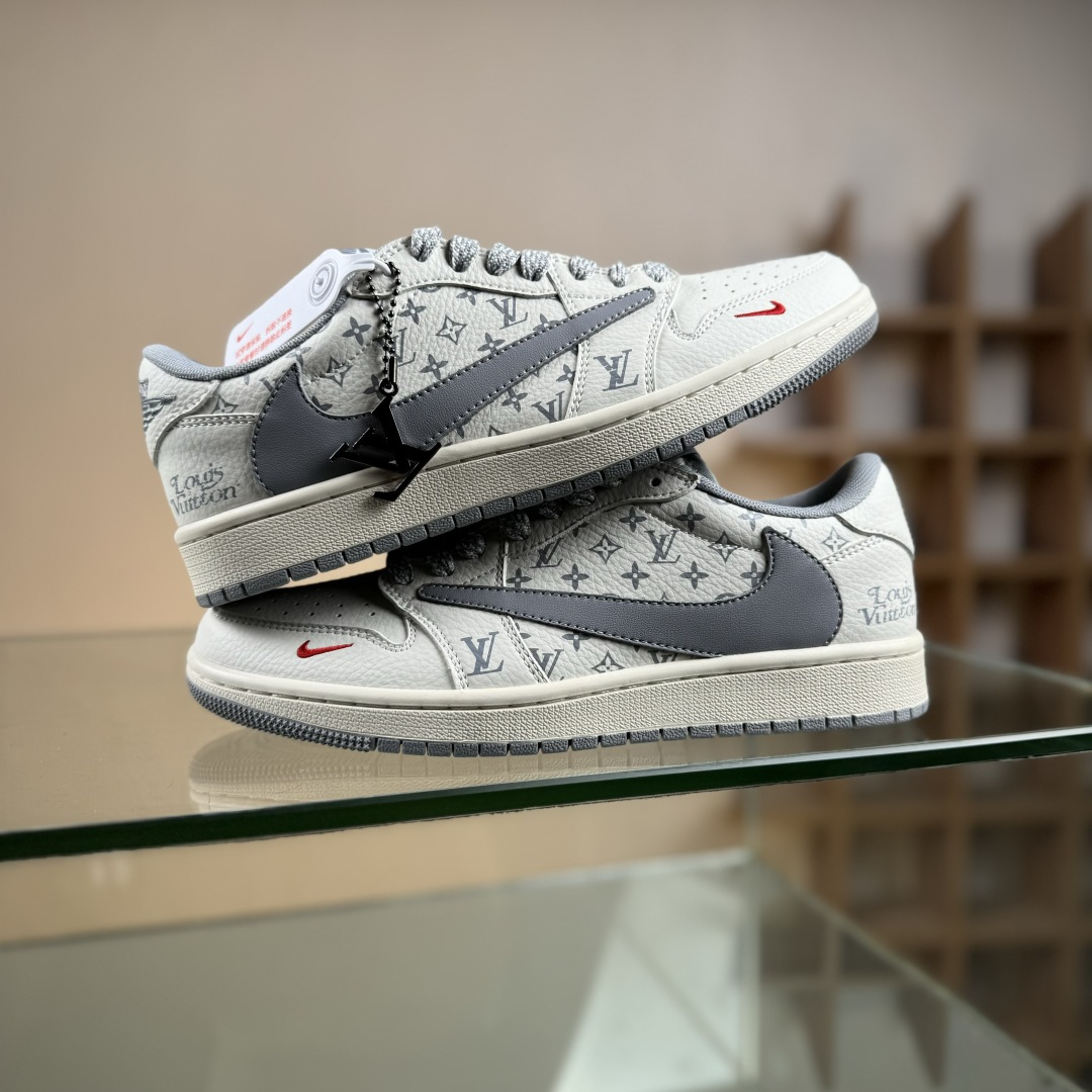 Travis Scott x Nike Air Jordan 1 Low x Louis Vuitton Air Jordan 1 Low 反转白灰小勾满天星倒钩 CS5288-502