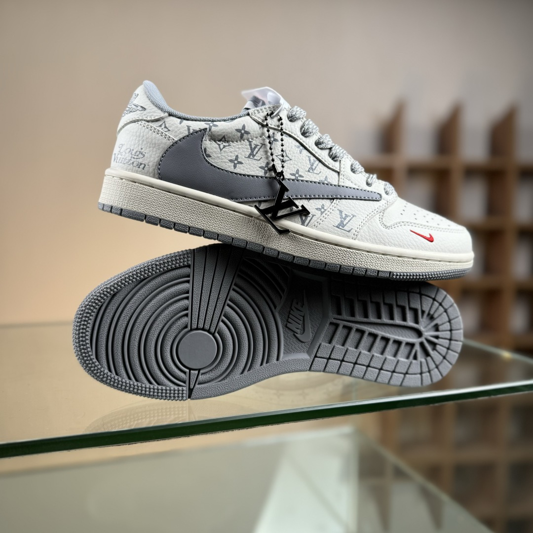 Travis Scott x Nike Air Jordan 1 Low x Louis Vuitton Air Jordan 1 Low 反转白灰小勾满天星倒钩 CS5288-502