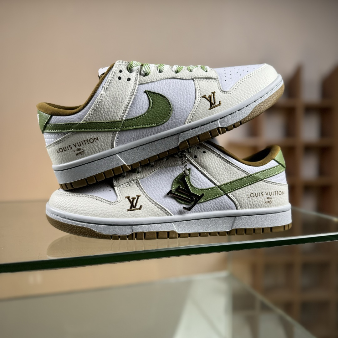 Nike SB Dunk Low LV联名 白绿棕 高端定制 低帮休闲板鞋 SC0601-476