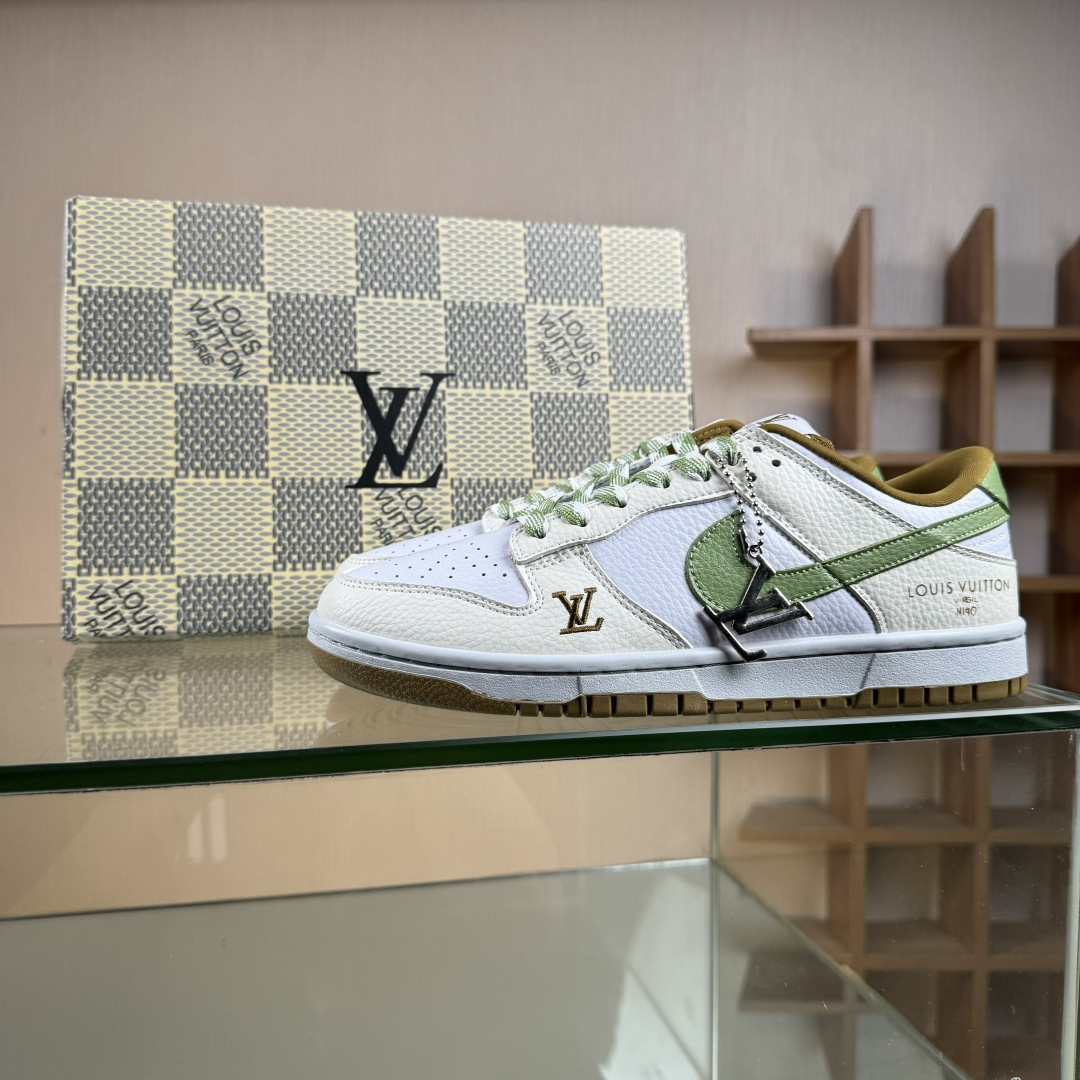 Nike SB Dunk Low LV联名 白绿棕 高端定制 低帮休闲板鞋 SC0601-476