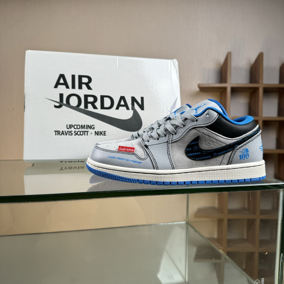 The North Face x Air Jordan 1 Low 灰蓝猪八 LD2025-002