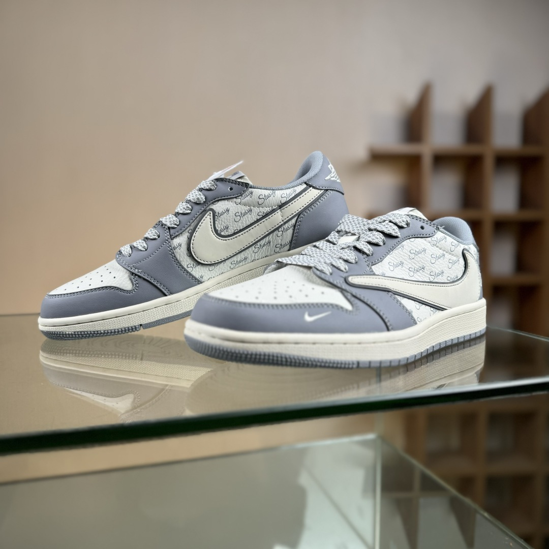 Travis Scott x Nike Air Jordan 1 Low x Stussy Air Jordan 1 Low 反转灰白小勾满天星倒钩 CS5288-500