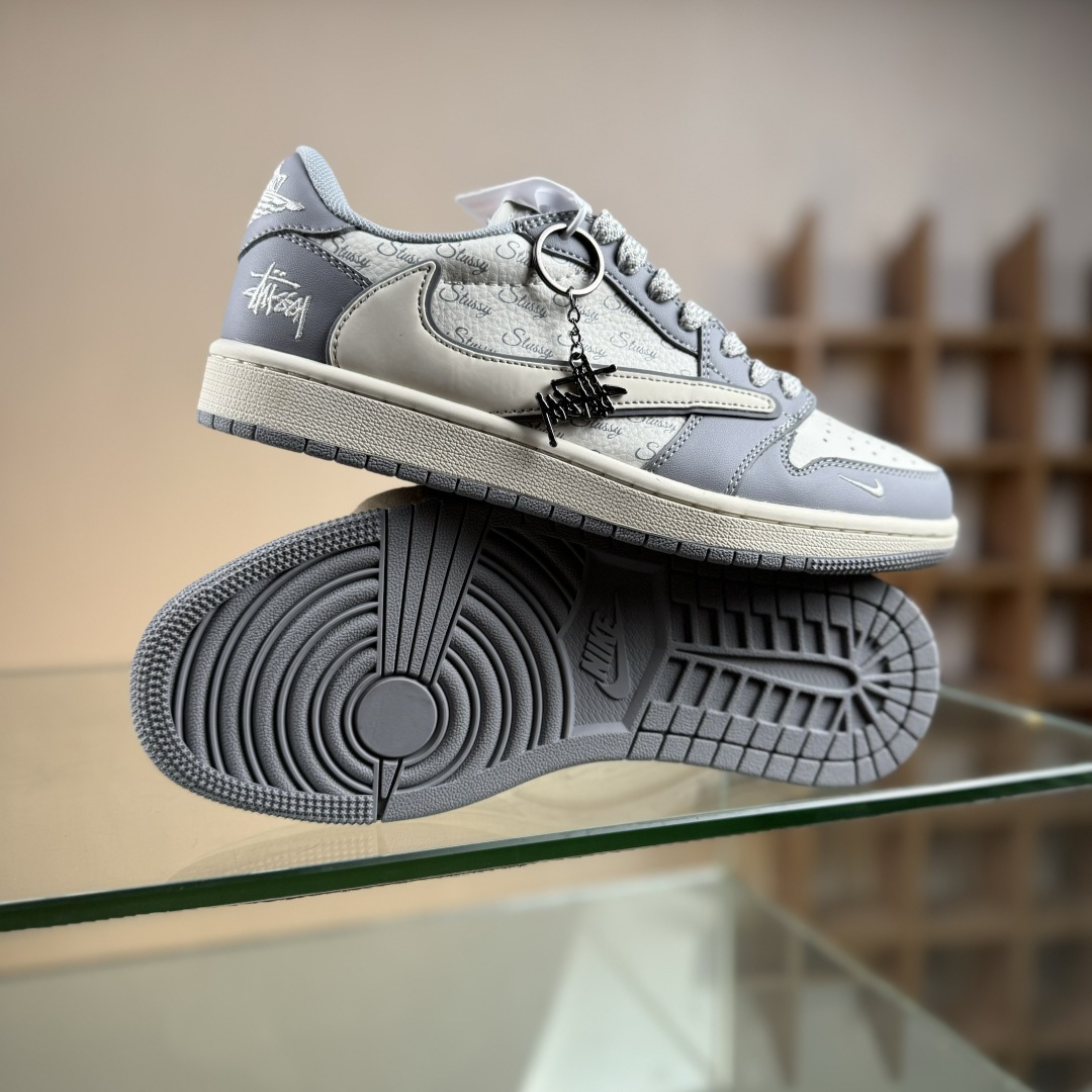 Travis Scott x Nike Air Jordan 1 Low x Stussy Air Jordan 1 Low 反转灰白小勾满天星倒钩 CS5288-500