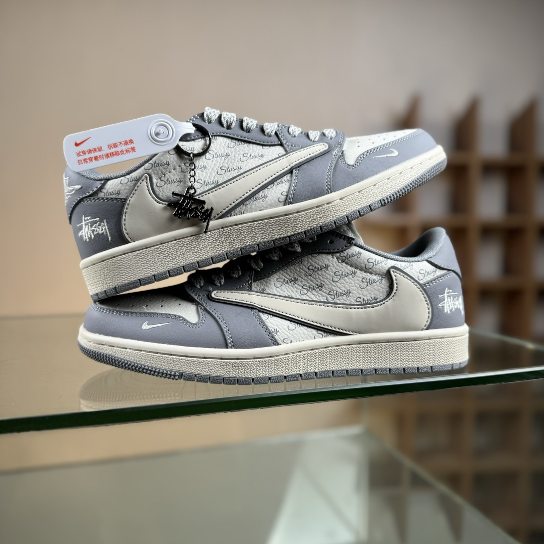 Travis Scott x Nike Air Jordan 1 Low x Stussy Air Jordan 1 Low 反转灰白小勾满天星倒钩 CS5288-500