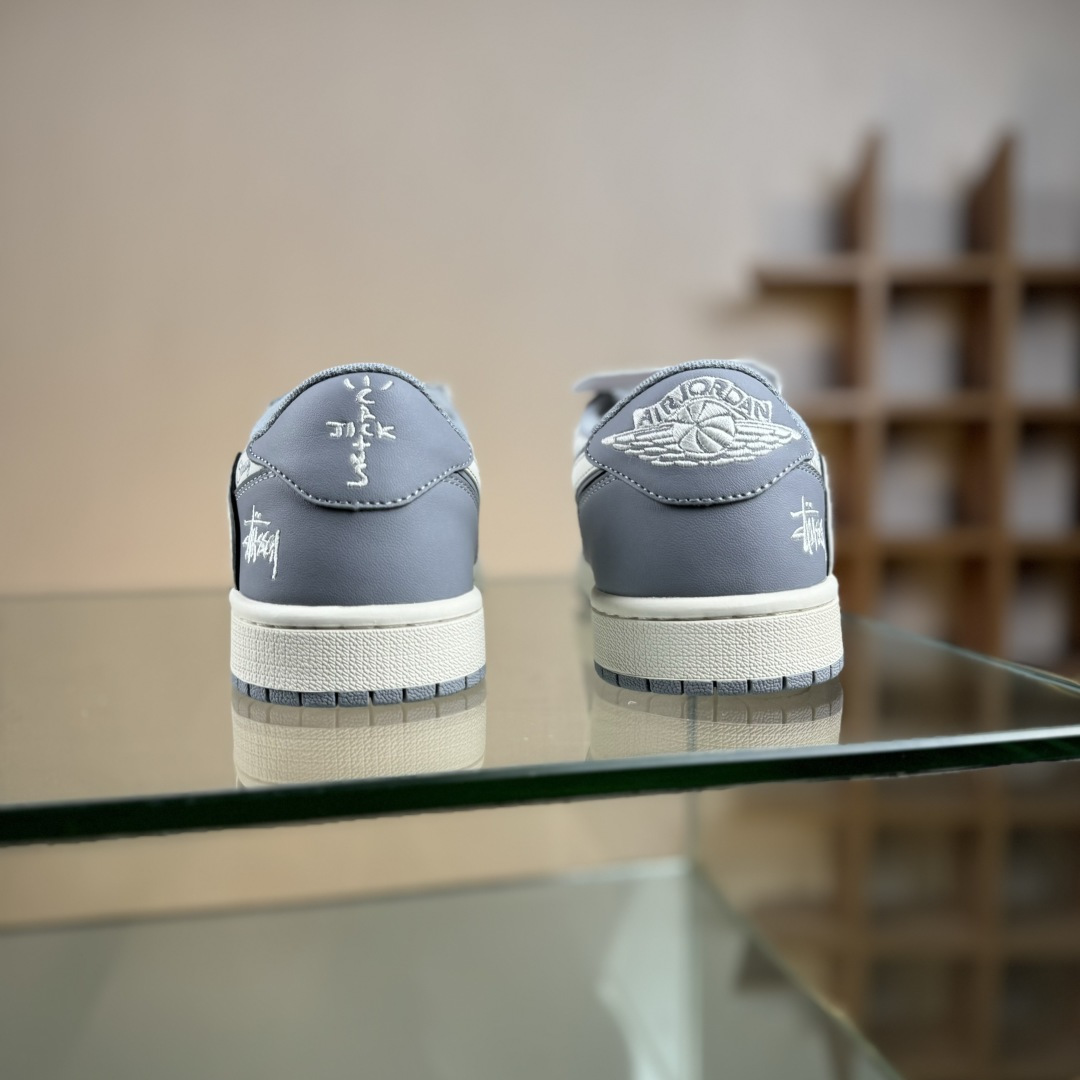 Travis Scott x Nike Air Jordan 1 Low x Stussy Air Jordan 1 Low 反转灰白小勾满天星倒钩 CS5288-500