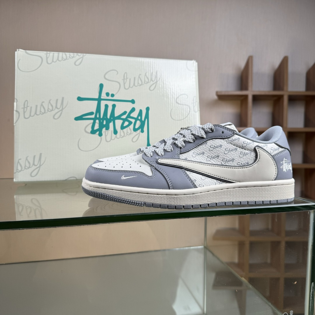 Travis Scott x Nike Air Jordan 1 Low x Stussy Air Jordan 1 Low 反转灰白小勾满天星倒钩 CS5288-500