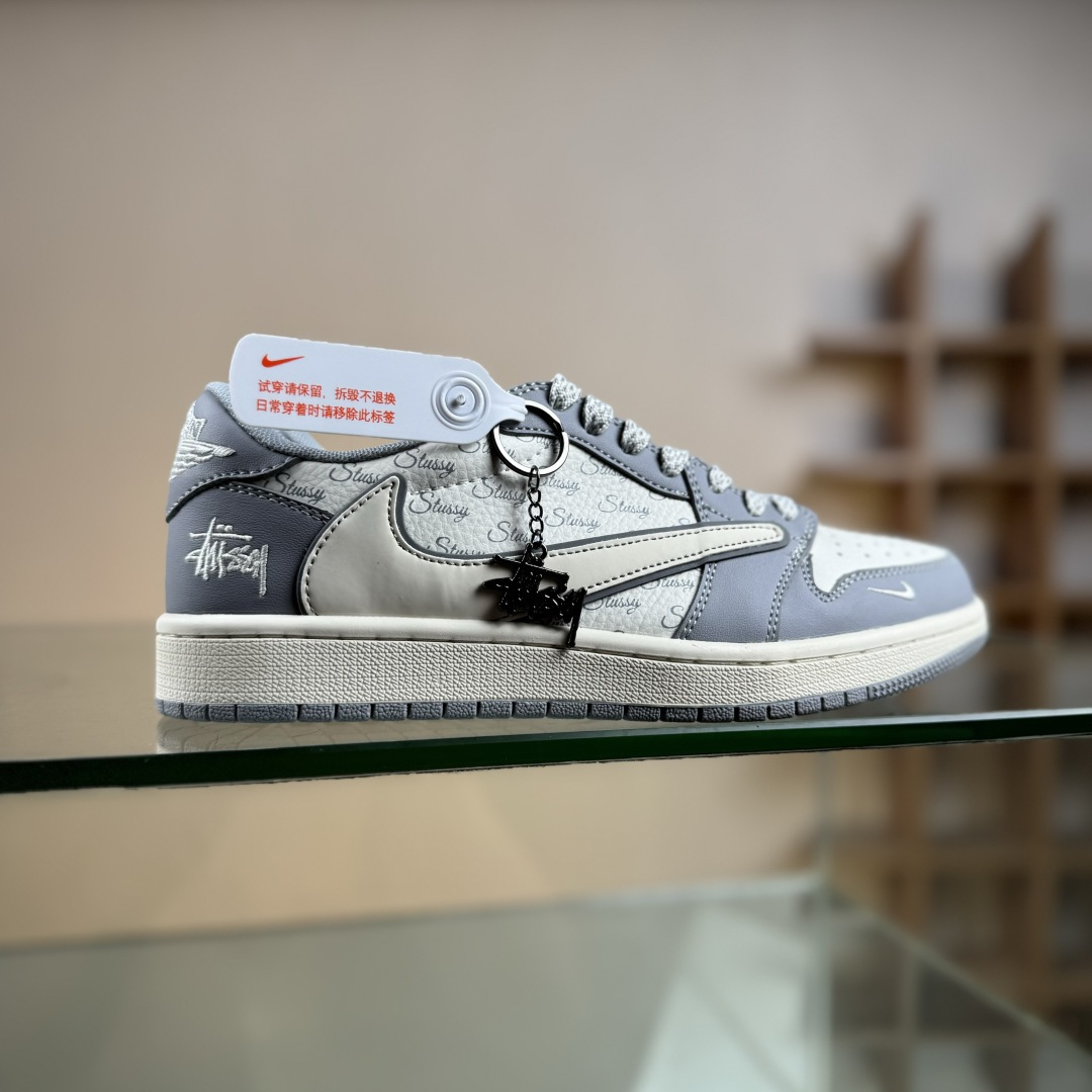 Travis Scott x Nike Air Jordan 1 Low x Stussy Air Jordan 1 Low 反转灰白小勾满天星倒钩 CS5288-500