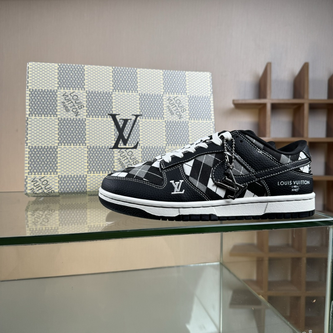 Nike SB Dunk Low LV联名 黑白网格 高端定制 低帮休闲板鞋 SC0601-460