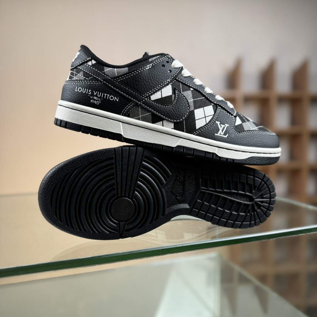 Nike SB Dunk Low LV联名 黑白网格 高端定制 低帮休闲板鞋 SC0601-460
