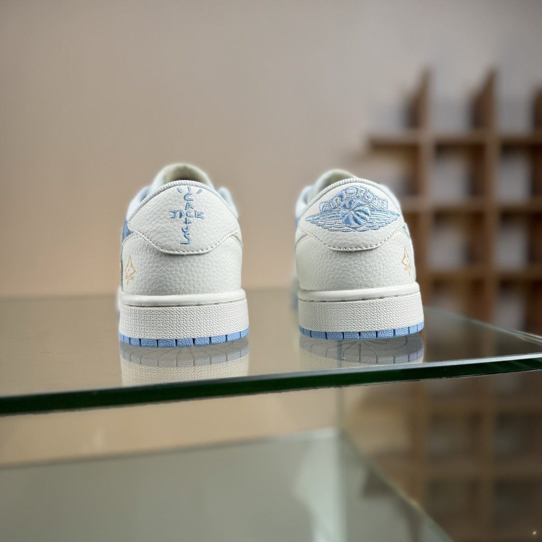 Travis Scott x Fragment Design x Air Jordan 1 Low SP AJ1 乔1 LV联名 浅米蓝 低帮文化休闲板鞋 ZH2598-163