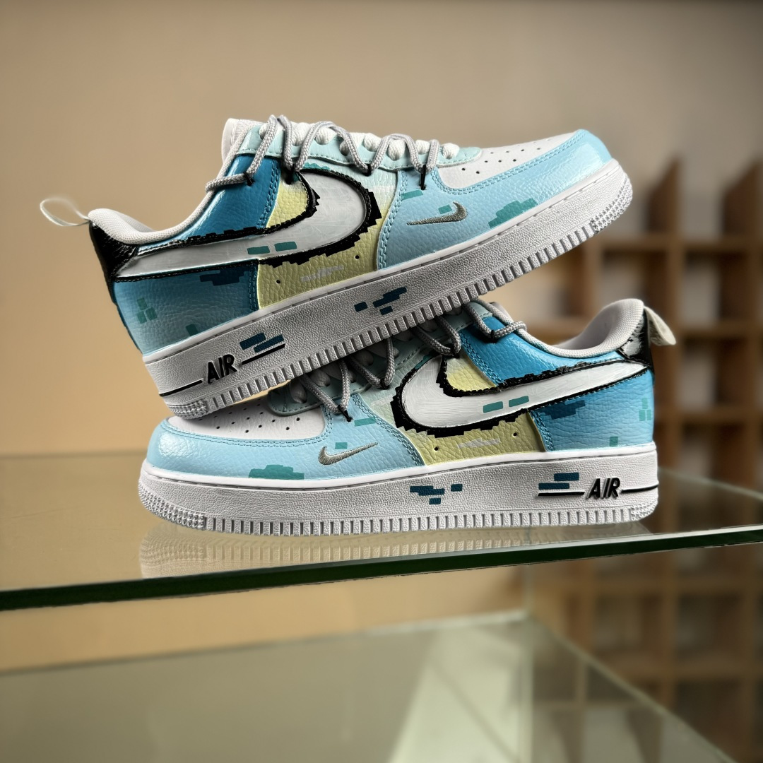 260 Nike Air Force 1'07 Low 手绘涂鸦 电玩蓝调 空军一号低帮休闲板鞋 FB8917-300