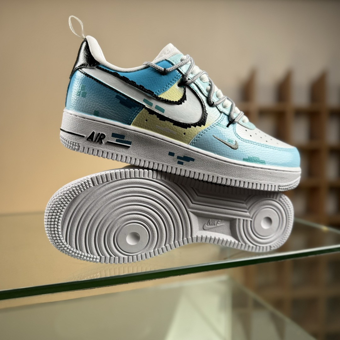 260 Nike Air Force 1'07 Low 手绘涂鸦 电玩蓝调 空军一号低帮休闲板鞋 FB8917-300