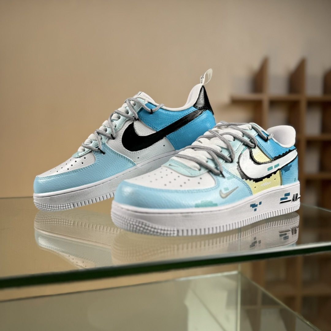 260 Nike Air Force 1'07 Low 手绘涂鸦 电玩蓝调 空军一号低帮休闲板鞋 FB8917-300