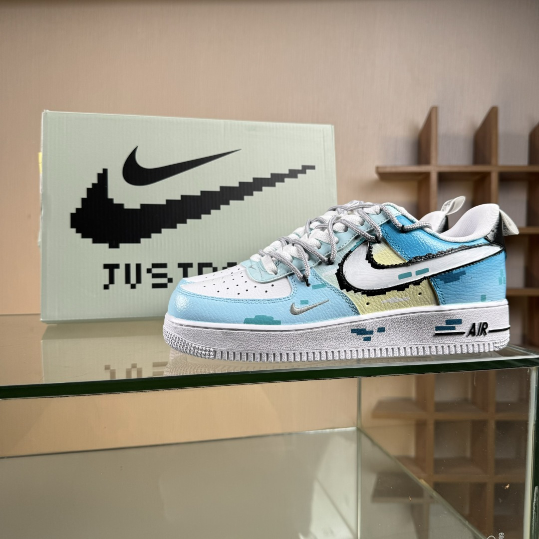 260 Nike Air Force 1'07 Low 手绘涂鸦 电玩蓝调 空军一号低帮休闲板鞋 FB8917-300