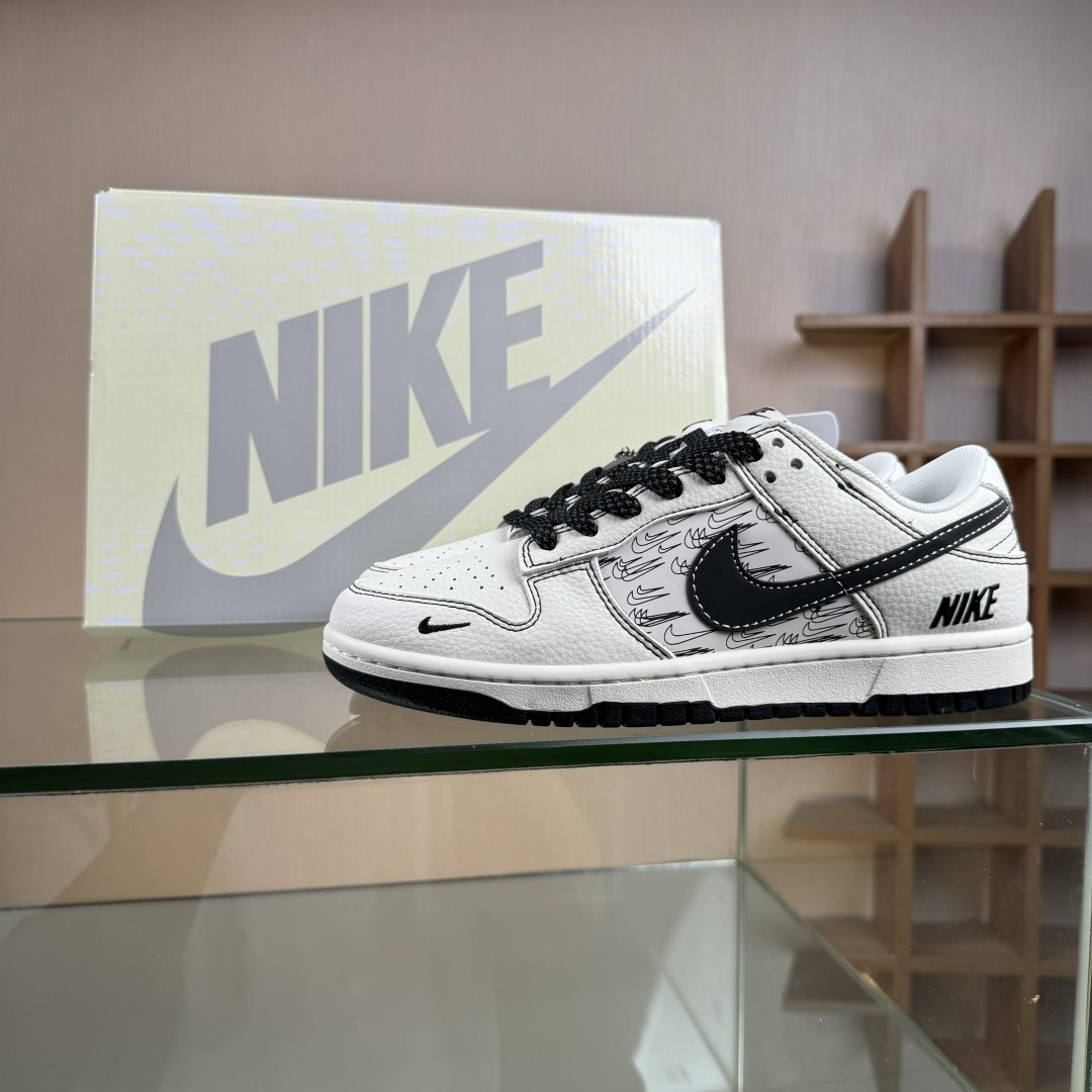 280 Nike SB Dunk Low 联名 米黑多小勾 高端定制 低帮休闲板鞋 HH7518-094
