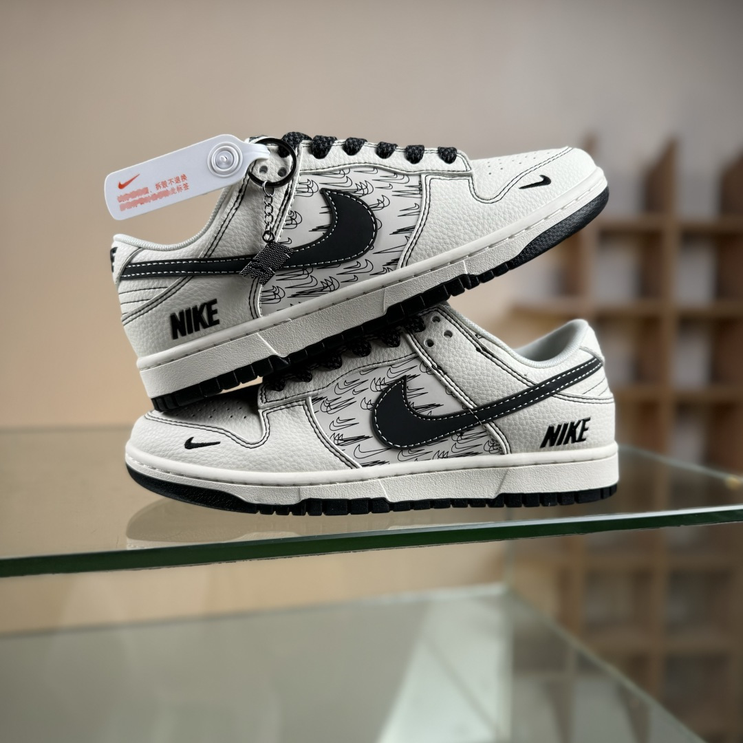 280 Nike SB Dunk Low 联名 米黑多小勾 高端定制 低帮休闲板鞋 HH7518-094