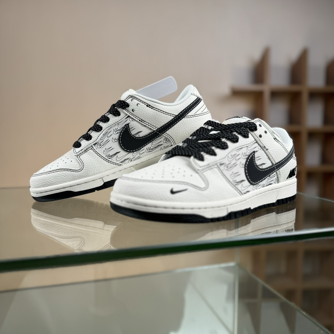 280 Nike SB Dunk Low 联名 米黑多小勾 高端定制 低帮休闲板鞋 HH7518-094