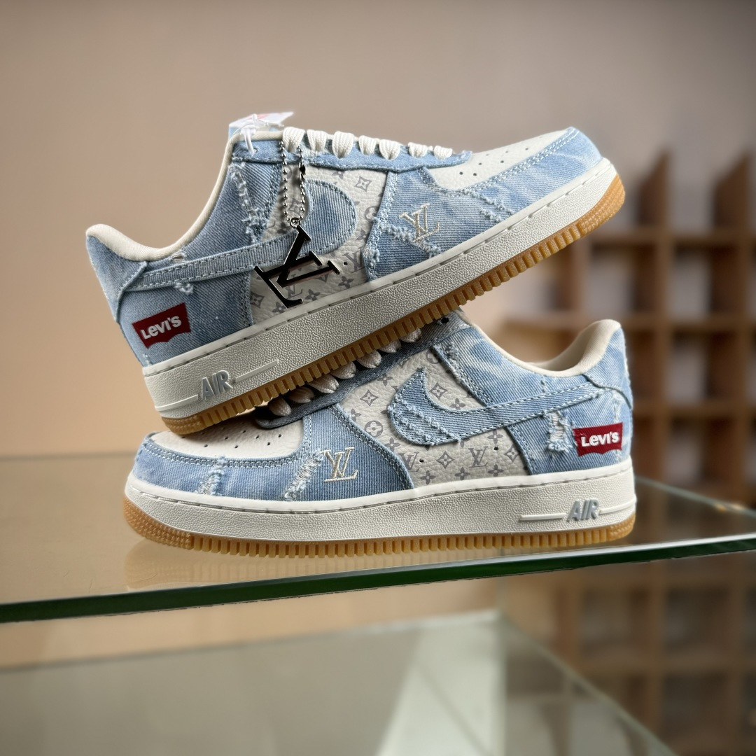 260 Nike Air Force 1 Low 07 x Louis Vuitton 蓝白牛仔 YF9511-814