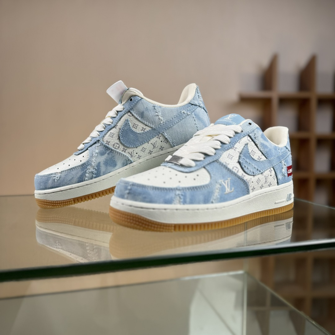 260 Nike Air Force 1 Low 07 x Louis Vuitton 蓝白牛仔 YF9511-814