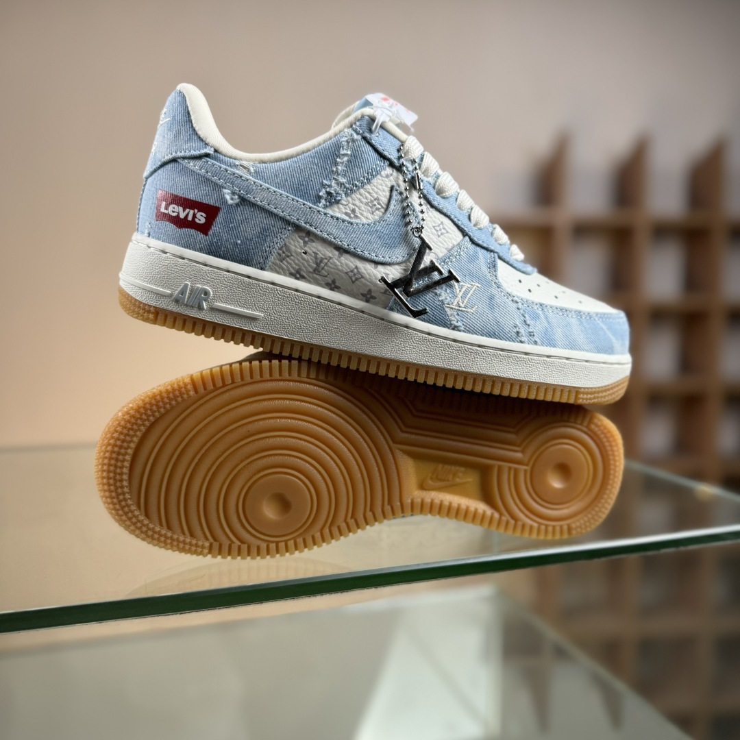 260 Nike Air Force 1 Low 07 x Louis Vuitton 蓝白牛仔 YF9511-814