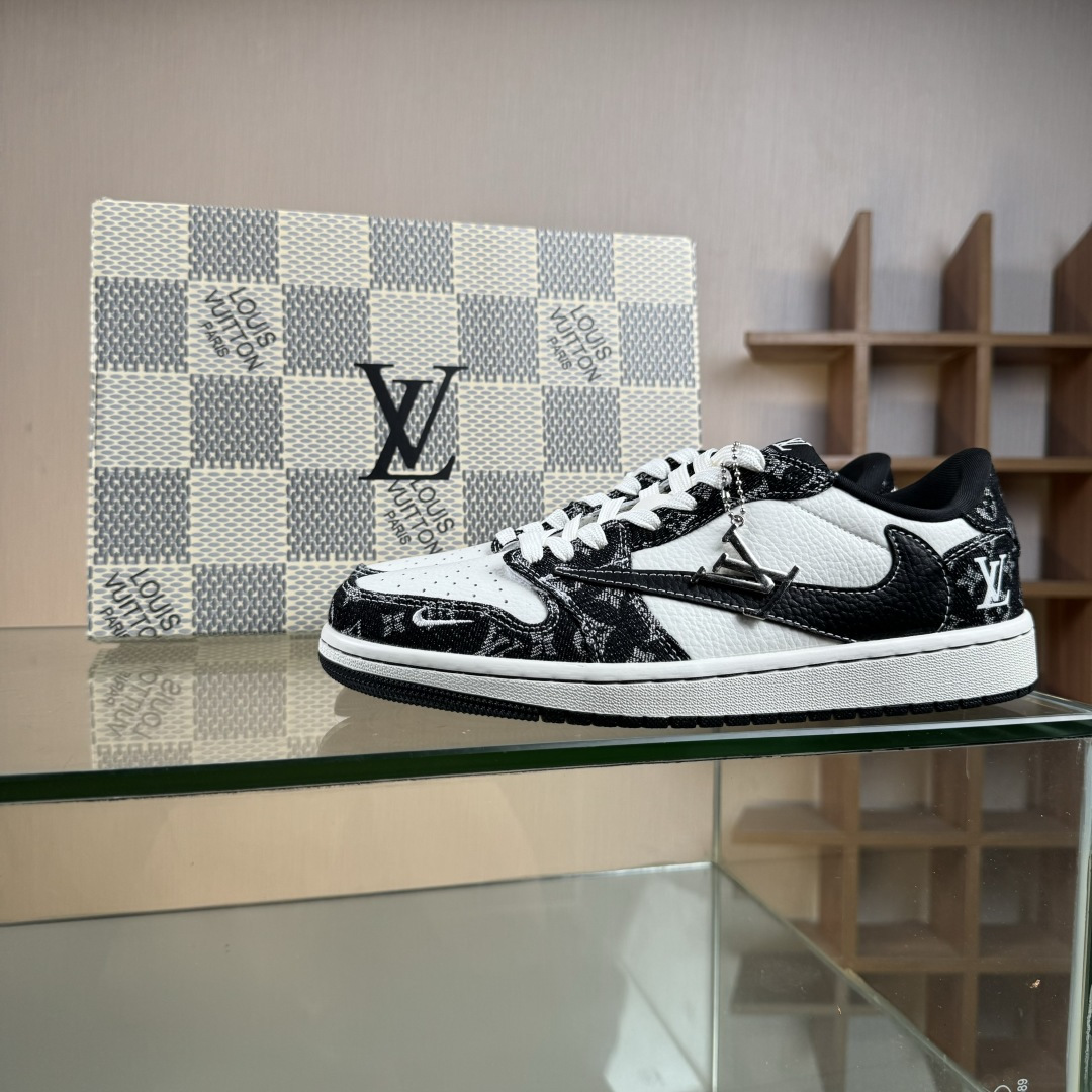 280 Travis Scott x Fragment Design x Air Jordan 1 Low SP AJ1 乔1 LV联名 白黑牛仔 低帮文化休闲板鞋 SC0601-058
