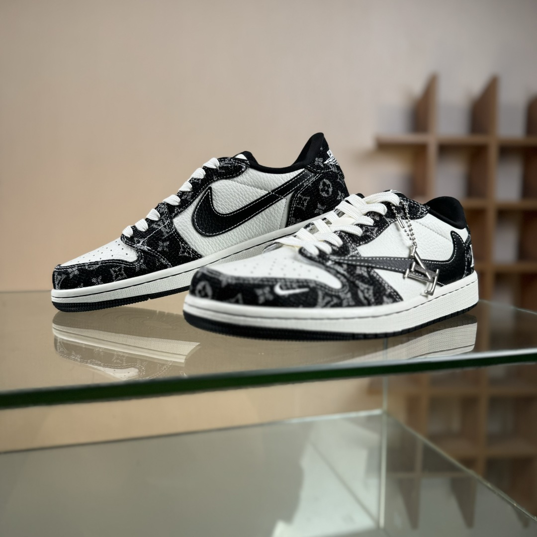 280 Travis Scott x Fragment Design x Air Jordan 1 Low SP AJ1 乔1 LV联名 白黑牛仔 低帮文化休闲板鞋 SC0601-058