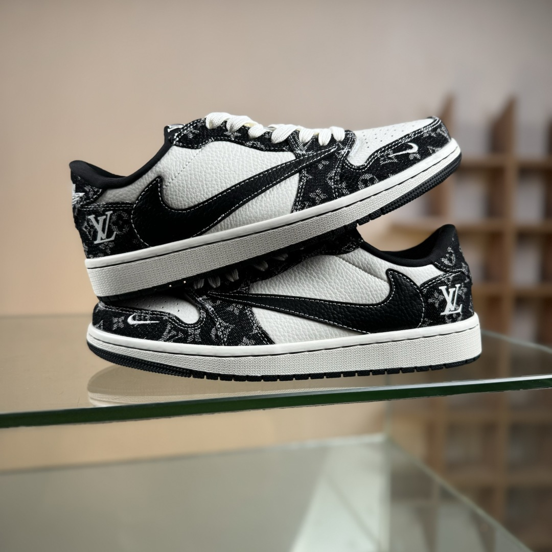 280 Travis Scott x Fragment Design x Air Jordan 1 Low SP AJ1 乔1 LV联名 白黑牛仔 低帮文化休闲板鞋 SC0601-058