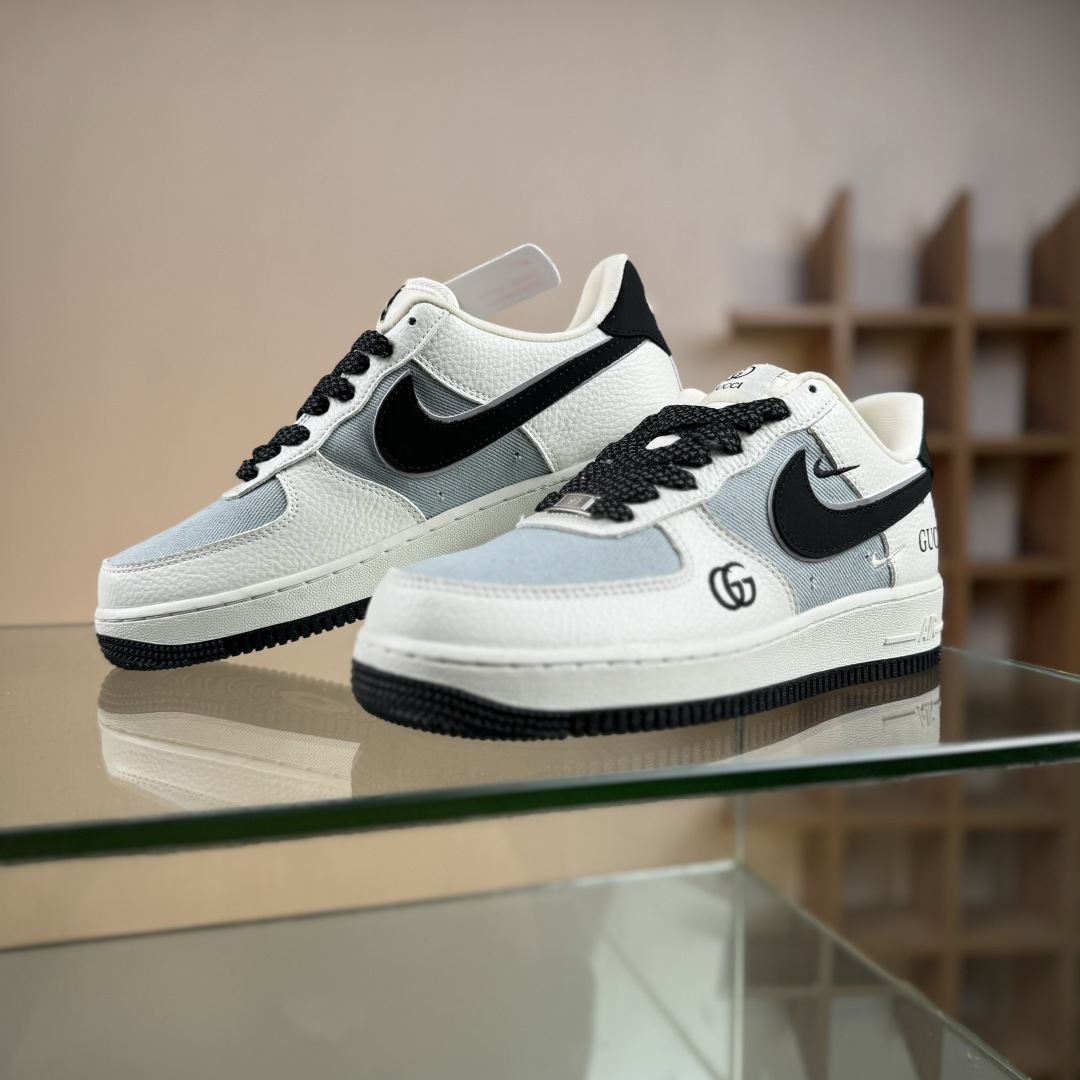 260 Nike Air Force 1'07 Low 古驰联名 白灰黑 空军一号低帮休闲板鞋 YF9511-808