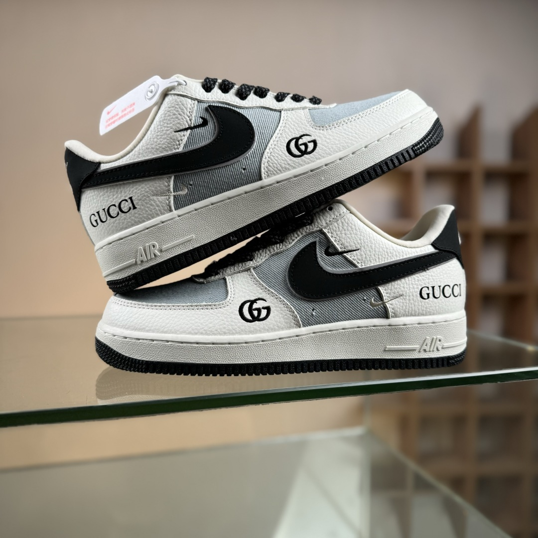 260 Nike Air Force 1'07 Low 古驰联名 白灰黑 空军一号低帮休闲板鞋 YF9511-808