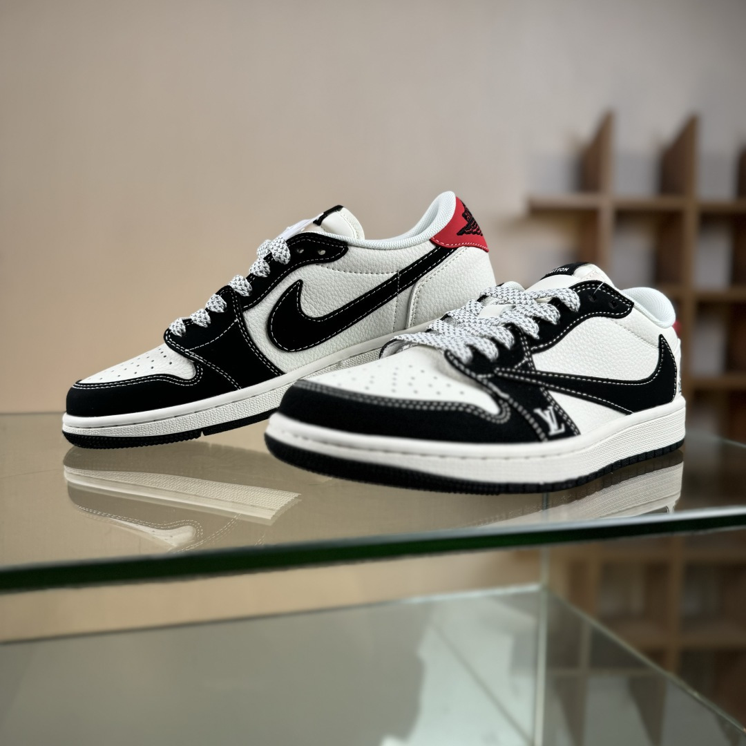 280 Travis Scott x Fragment Design x Air Jordan 1 Low SP AJ1 乔1 LV联名 红尾黑勾 低帮文化休闲板鞋 ZH2598-162