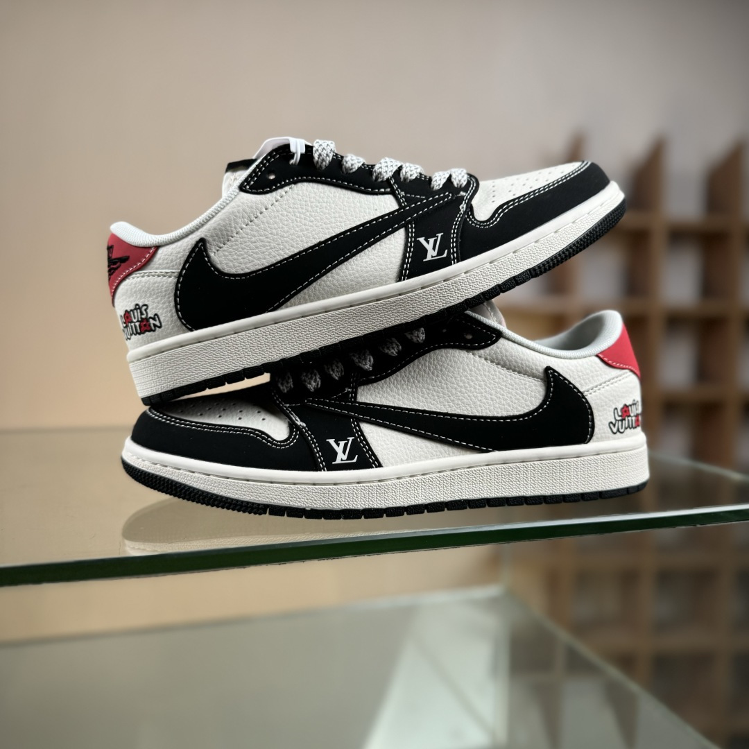 280 Travis Scott x Fragment Design x Air Jordan 1 Low SP AJ1 乔1 LV联名 红尾黑勾 低帮文化休闲板鞋 ZH2598-162