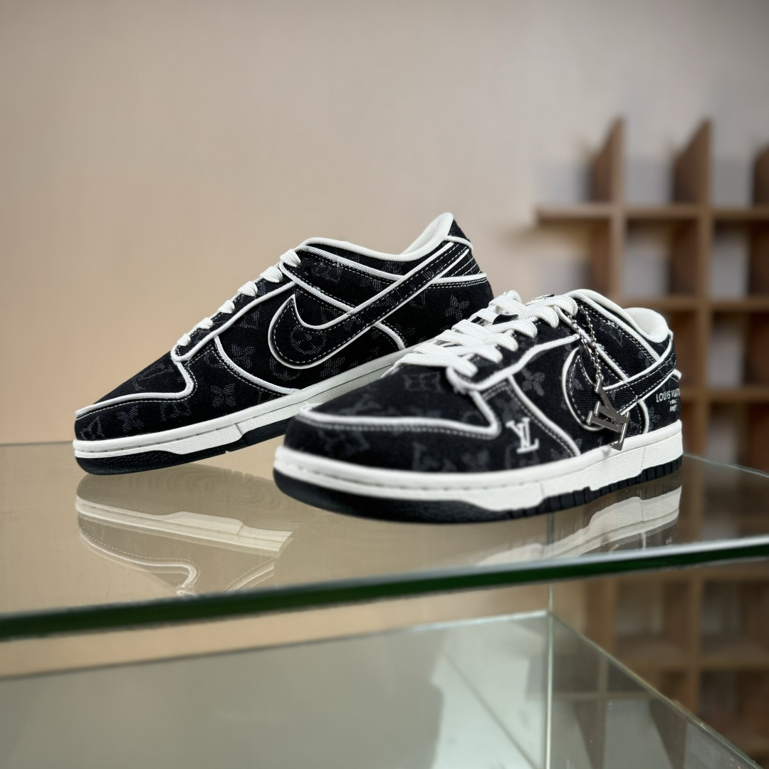 280 Nike SB Dunk Low LV联名 白深黑牛仔 高端定制 低帮休闲板鞋 SC0601-467
