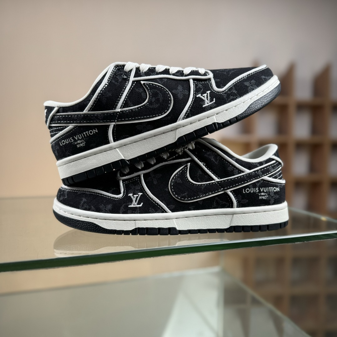 280 Nike SB Dunk Low LV联名 白深黑牛仔 高端定制 低帮休闲板鞋 SC0601-467
