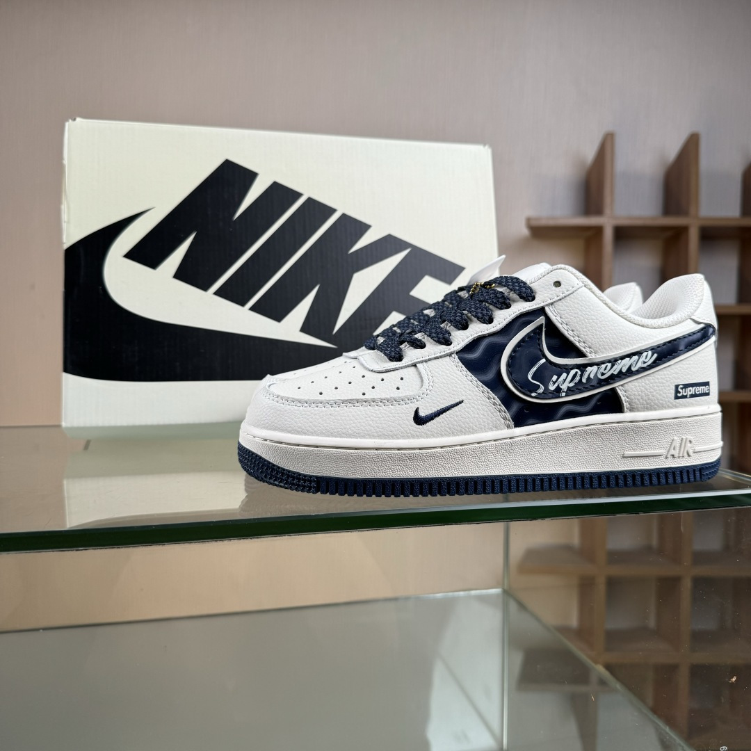 260 Nike Air Force 1'07 Low Supreme联名 波纹米蓝 空军一号低帮休闲板鞋 XY2025-001