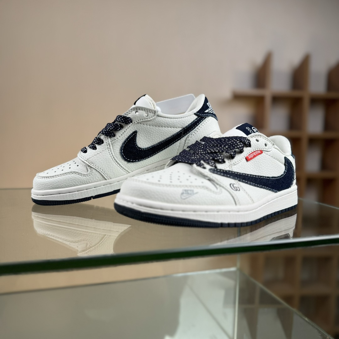 280 Travis Scott x Fragment Design x Air Jordan 1 Low SP AJ1 乔1联名 米蓝牛仔布 低帮文化休闲板鞋 JW1188-148