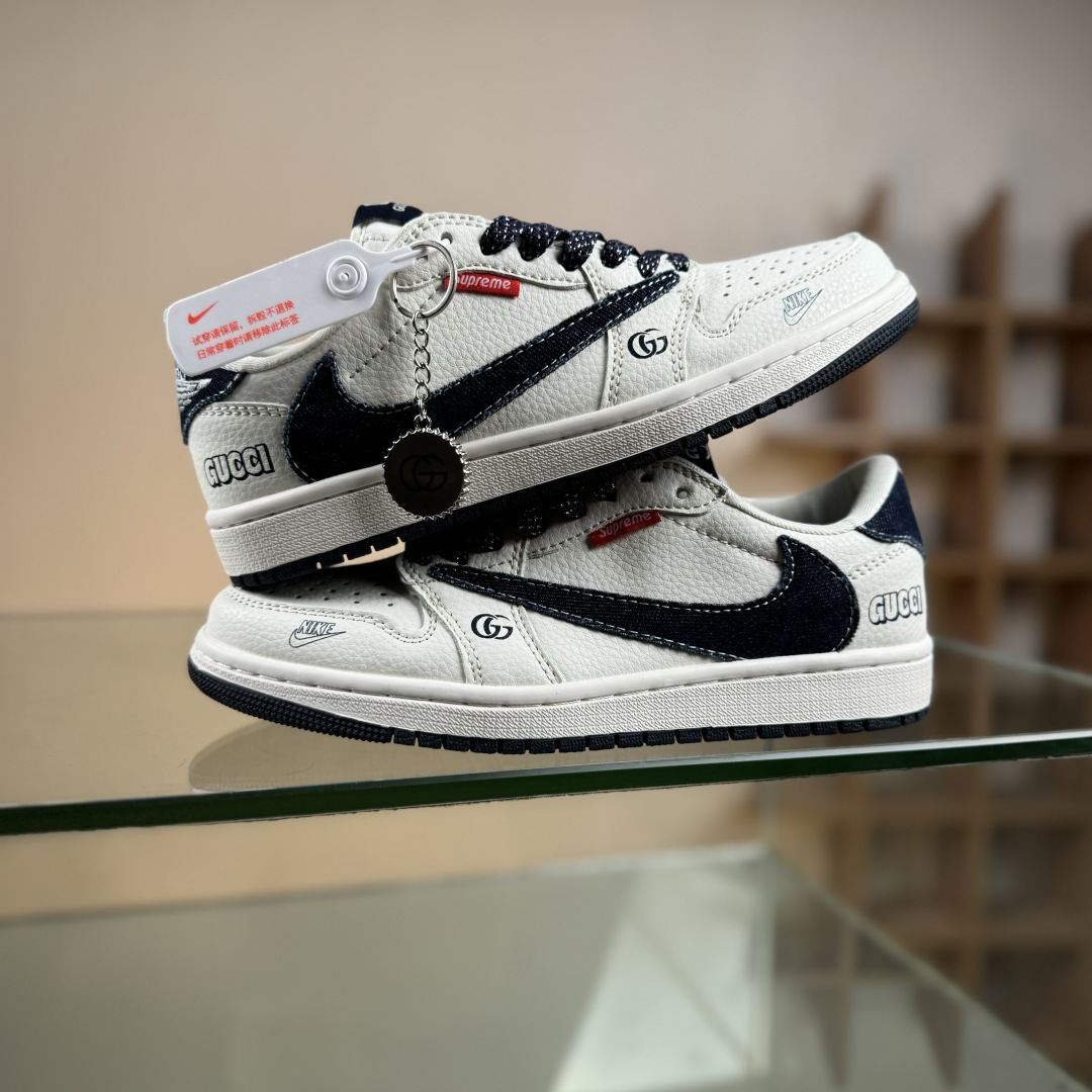 280 Travis Scott x Fragment Design x Air Jordan 1 Low SP AJ1 乔1联名 米蓝牛仔布 低帮文化休闲板鞋 JW1188-148