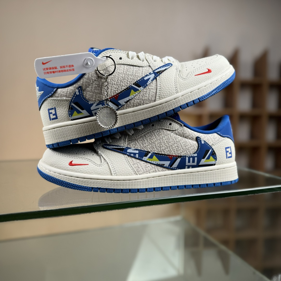 280 Travis Scott x Nike Air Jordan 1 Low x FENDI Air Jordan 1 Low 反转白蓝小勾倒钩 XS2025-080