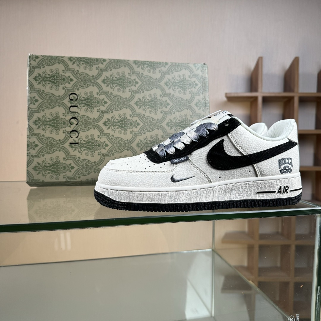 260 Nike Air Force 1'07 Low 古驰联名 米白黑帆布钩 空军一号低帮休闲板鞋 XD2588-605