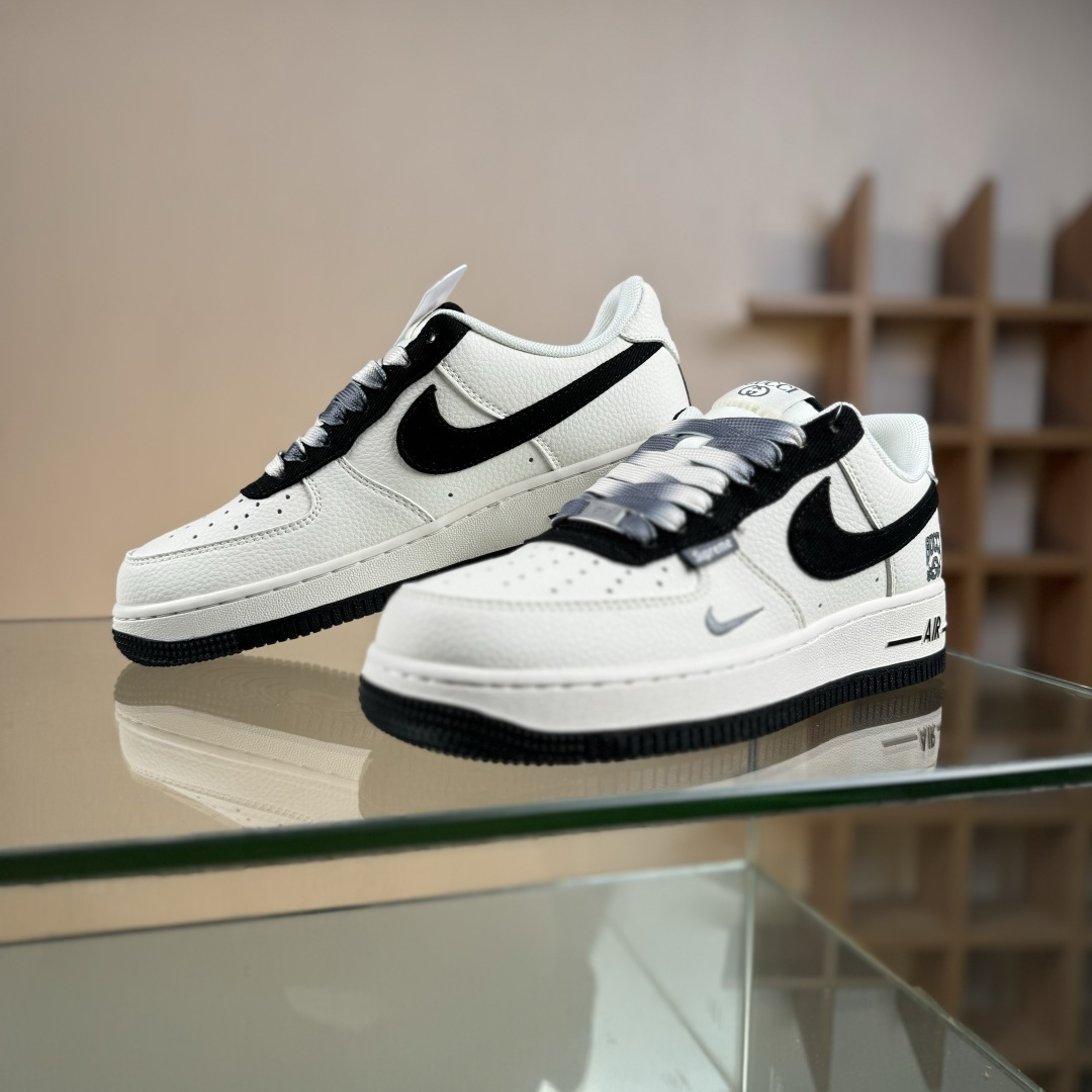 260 Nike Air Force 1'07 Low 古驰联名 米白黑帆布钩 空军一号低帮休闲板鞋 XD2588-605