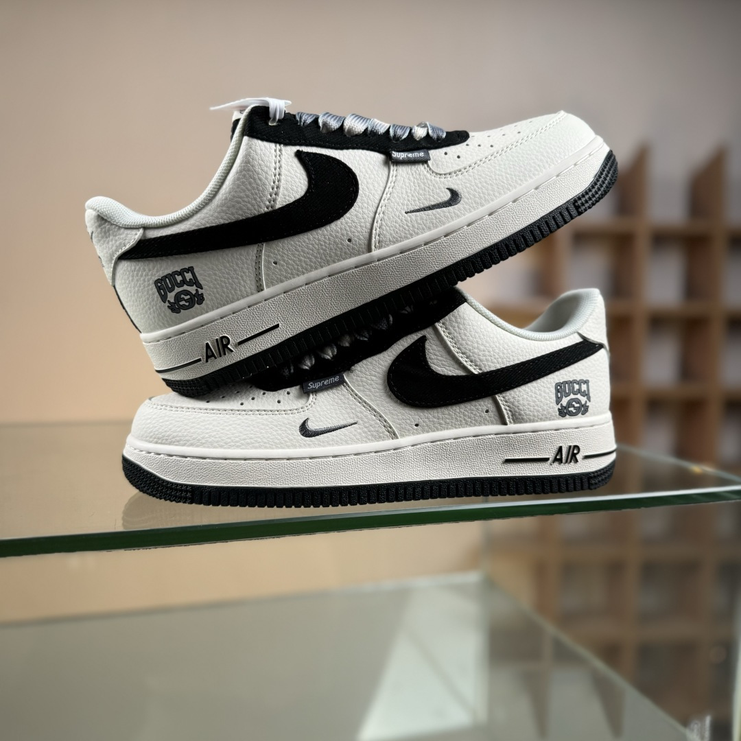 260 Nike Air Force 1'07 Low 古驰联名 米白黑帆布钩 空军一号低帮休闲板鞋 XD2588-605