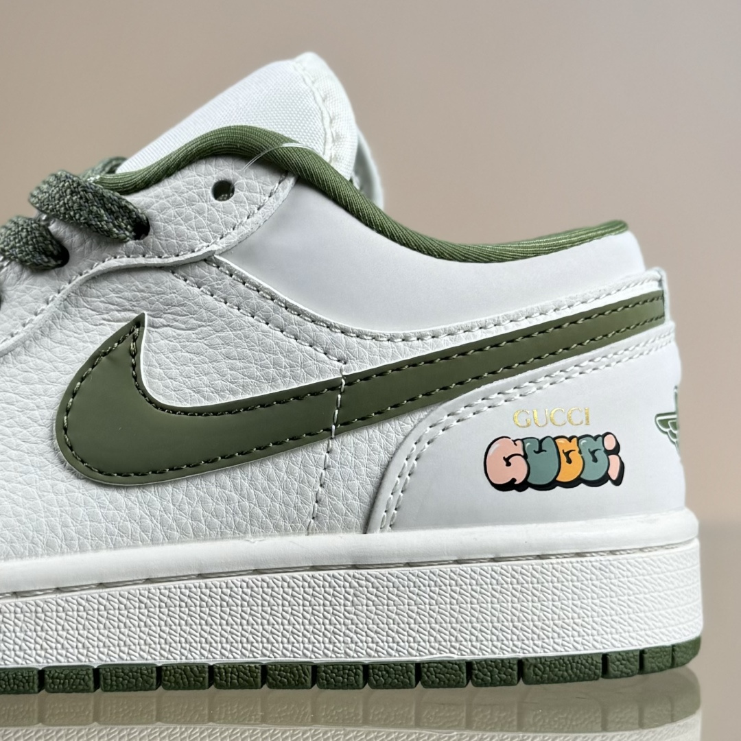 280 Air Jordan 1 Low AJ1 乔1古驰联名 米军绿 高端定制 低帮复古篮球鞋 XX3168-168