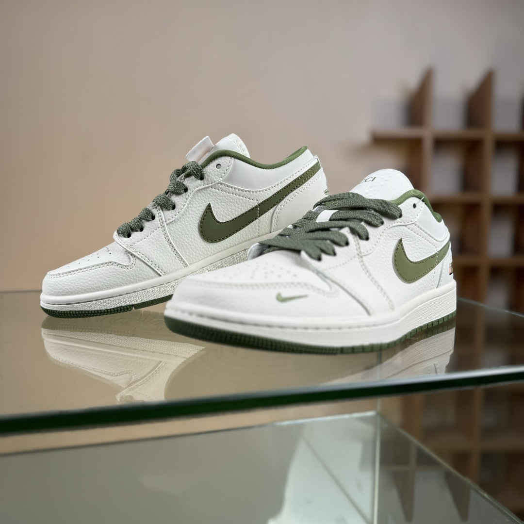 280 Air Jordan 1 Low AJ1 乔1古驰联名 米军绿 高端定制 低帮复古篮球鞋 XX3168-168
