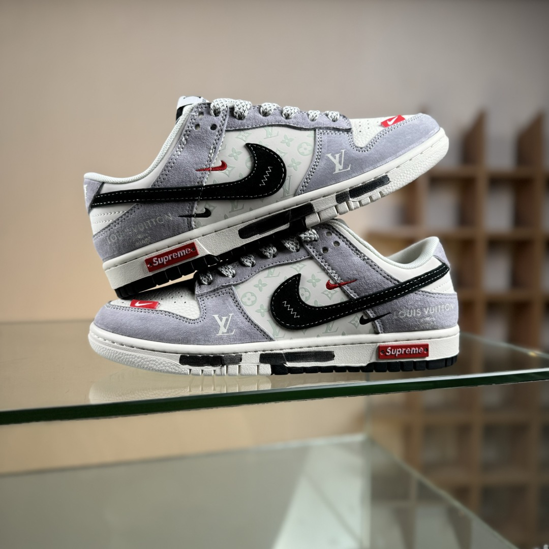 Nike SB Dunk Low x Louis Vuitton x Superme 灰白黑双小勾满天星 CX5050-Y18-莆田鞋,莆田鞋货源,高仿鞋,高仿鞋货源,安福档口,莆田高仿鞋,莆田鞋批发,高仿鞋批发,莆田高仿运动鞋,高仿运动鞋,莆田运动鞋 Nike SB Dunk Low x Louis Vuitton x Superme 灰白黑双小勾满天星 CX5050-Y18