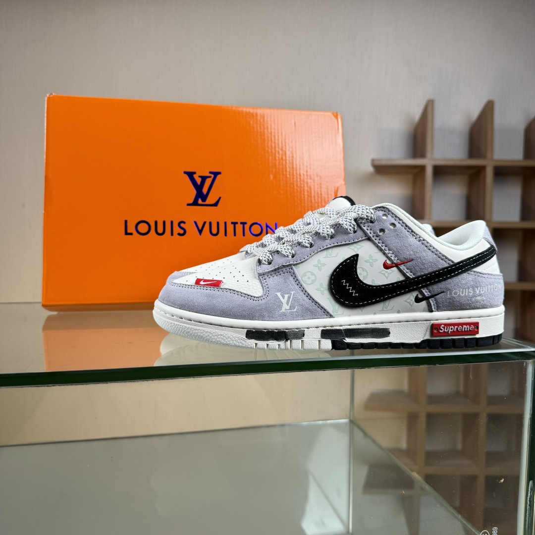 Nike SB Dunk Low x Louis Vuitton x Superme 灰白黑双小勾满天星 CX5050-Y18-莆田鞋,莆田鞋货源,高仿鞋,高仿鞋货源,安福档口,莆田高仿鞋,莆田鞋批发,高仿鞋批发,莆田高仿运动鞋,高仿运动鞋,莆田运动鞋 Nike SB Dunk Low x Louis Vuitton x Superme 灰白黑双小勾满天星 CX5050-Y18